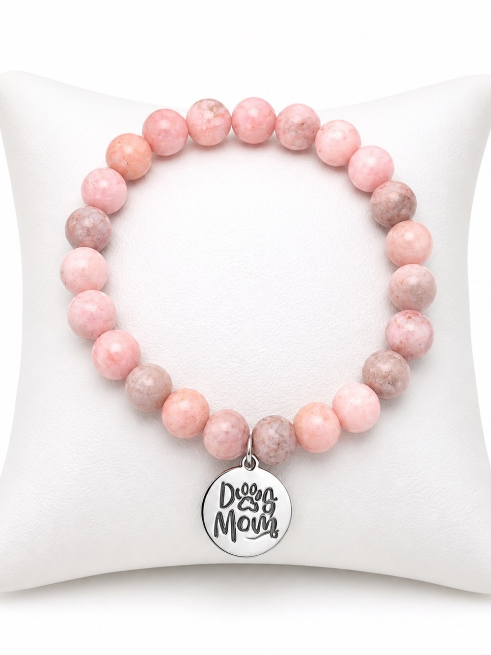 Natural stone DOG MOM Charm bracelet NEW